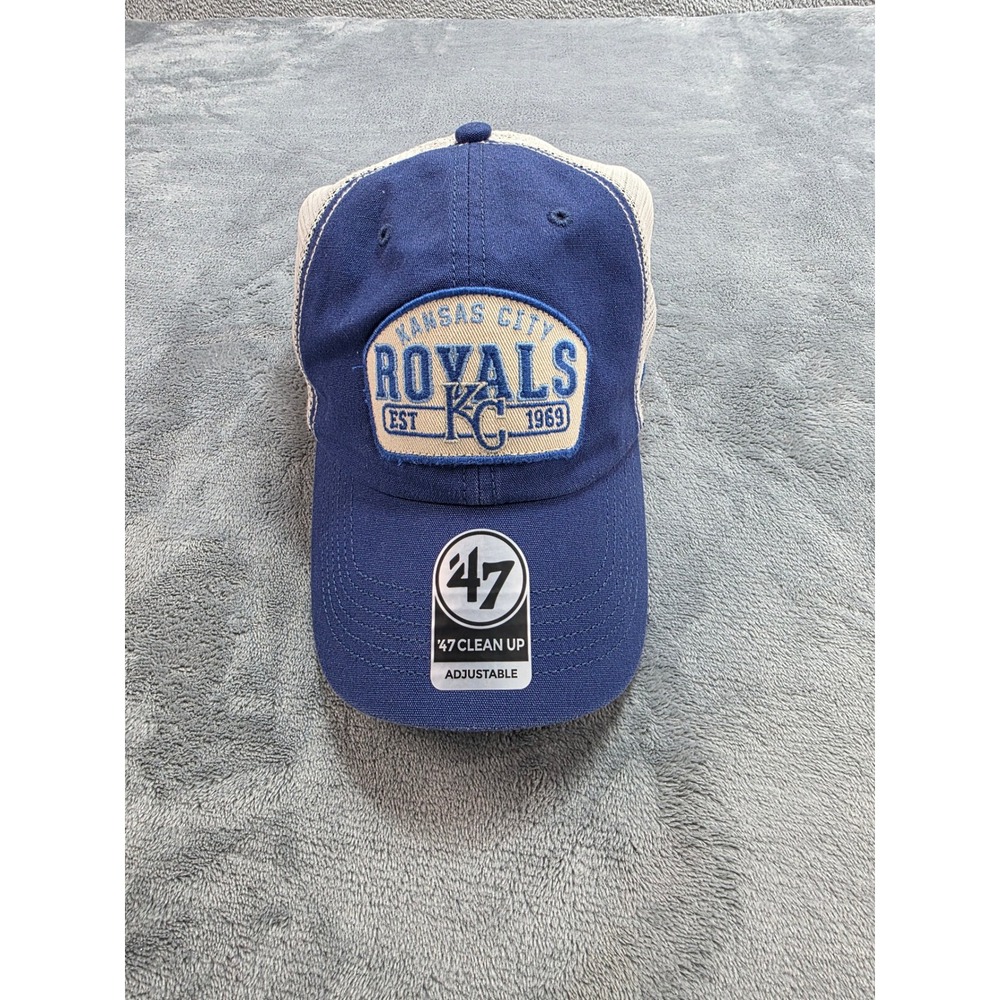 NWT Kansas City Royals 47 Brand Clean Up Trucker Hat Blue Mesh Snapback MLB Cap